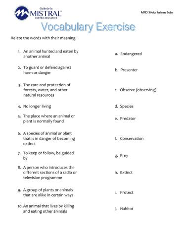 Vocabularyexercise