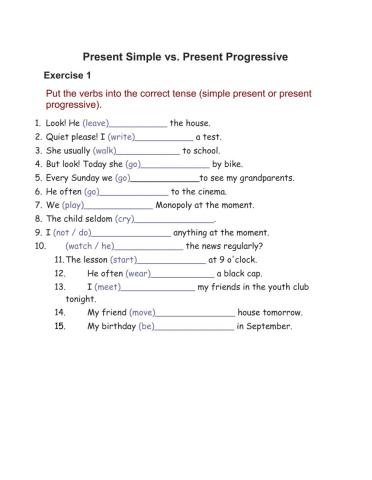 Present simple vs. present progressive