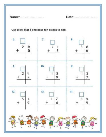 Add one – digit number to two-digit number by Regrouping