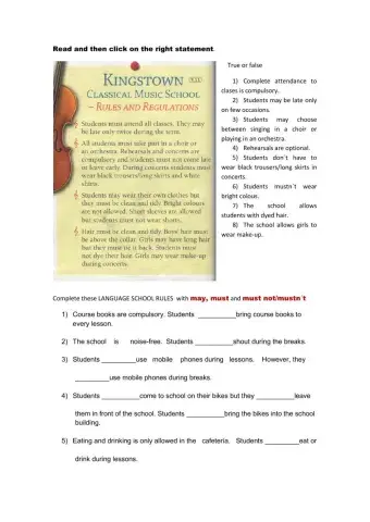 Rules- May , Must, Must Not.