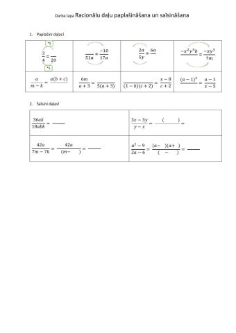 Racionālu daļu paplašināšana un saīsināšana