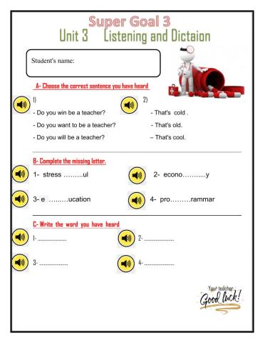 Unit3 quiz listening and dictation