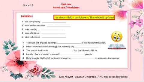 Unit one  period 1 worksheet