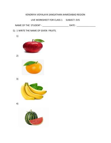 Fruits and vegetables