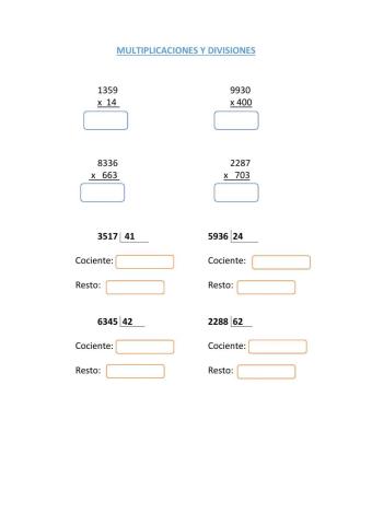 Multiplicaciones y divisiones