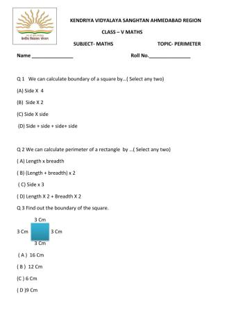Worksheet class V Maths