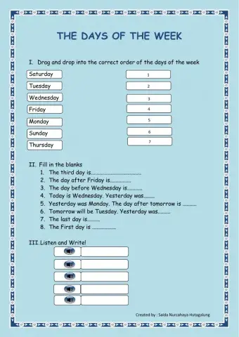 The Days of the week