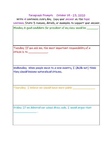 Vocabulary Paragraphs Election 2