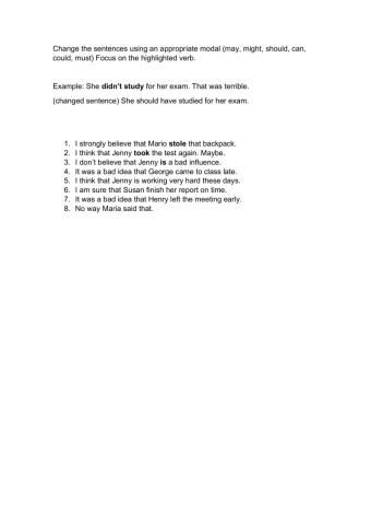 Modals practice number one