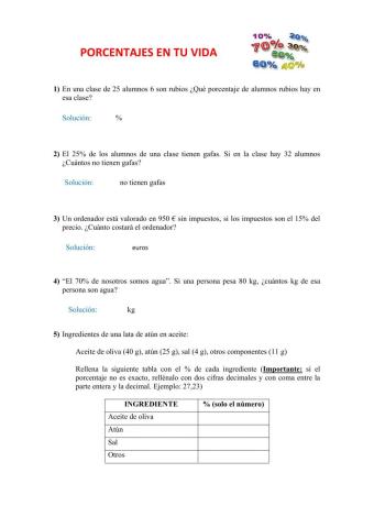 Porcentajes en tu vida