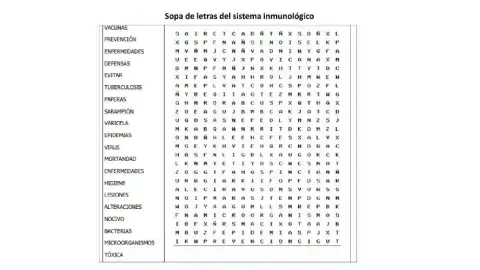 Sopa de letras de vacunas