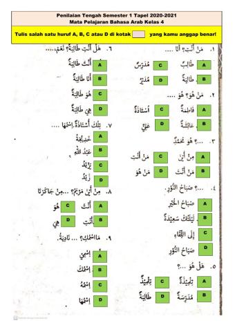 PTS 1 Bahasa Arab kelas 4