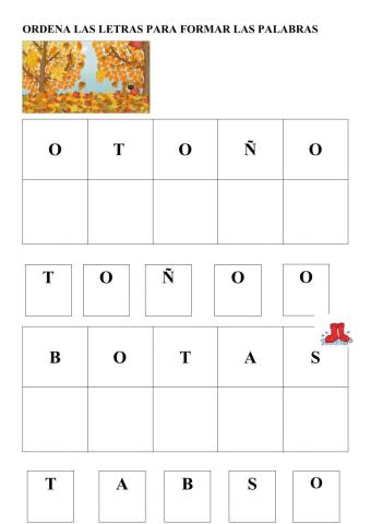 Ordenar palabras del otoño