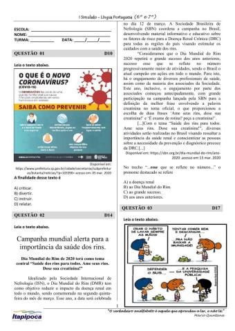 Simulado Língua Portuguesa (6º e 7º)