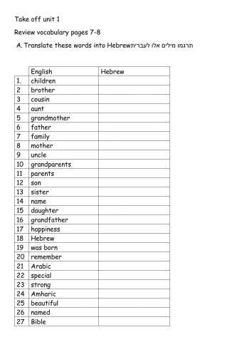 Take off vocabulary p-8-9