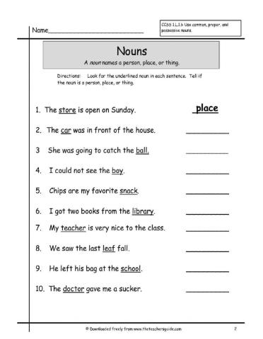 Nouns:person place or thing