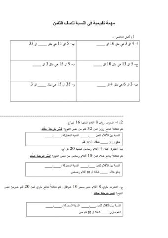 النسبة للصف الثامن