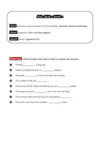 Died, dead or death ?