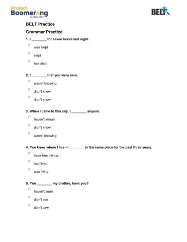 BELT Grammar Practice