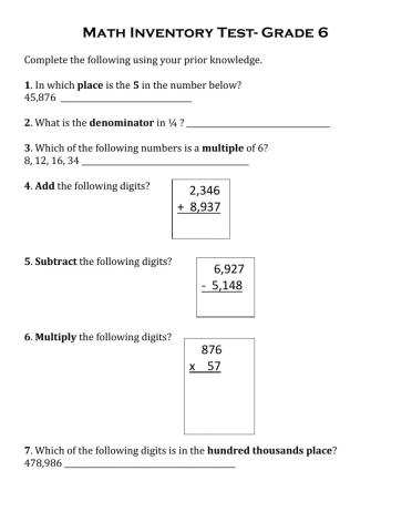 Math Inventory Test
