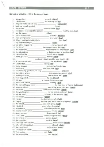 Revision Gerund or to+ infinitive