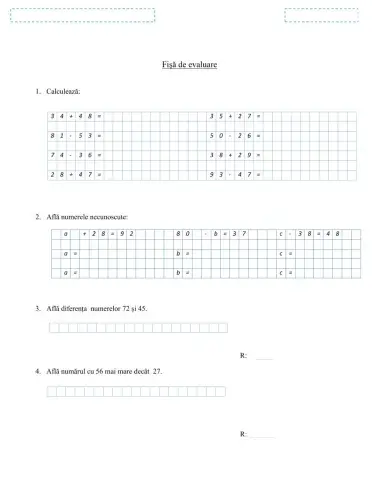 Adunarea și scăderea cu trecere peste ordin 0-100