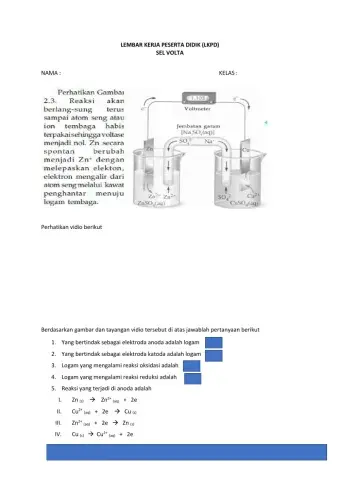 Lembar kerja peserta didik (lkpd) sel volta