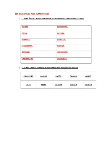 Diminutivos y aumentativos