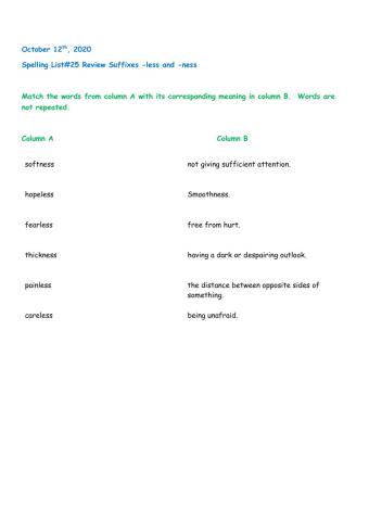 Spelling List-25 Review