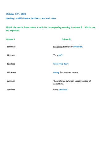 Spelling List-25 Review Accomodations Felipe