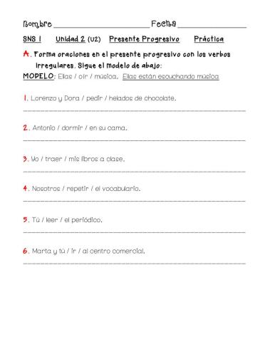 Presente Progresivo - Verbos Irregulares