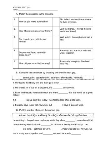 Adverbs test (A2)