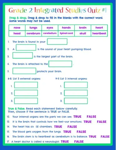 Gr. 2 Integrated Studies Quiz 1