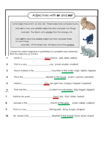 Comparative and superlative Adjectives Accomodations