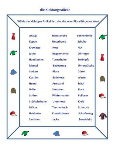 Kleidungsstücke nach Artikel sortieren