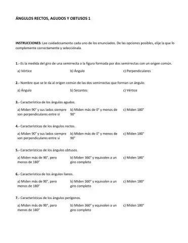Ángulos rectos, agudos y obtusos 1
