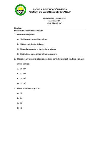 Examen Quimestral 6to