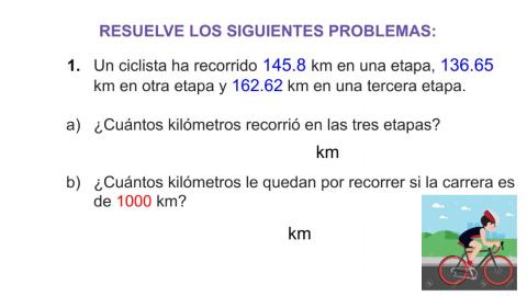 Problemas de números decimales