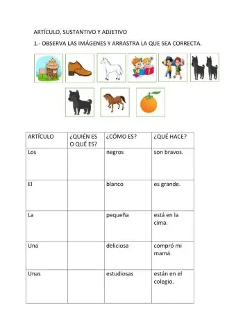 Artículo,sustantivo y adjetivo