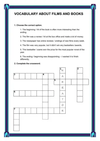 Vocabulary about films and books with listening