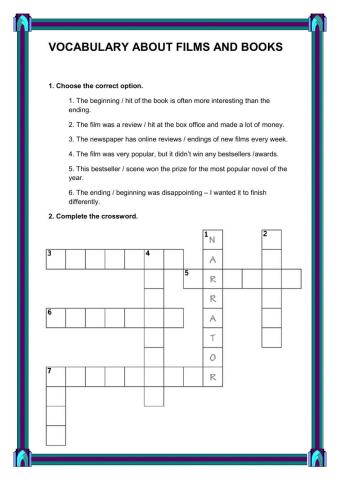 Vocabulary about films and books with listening