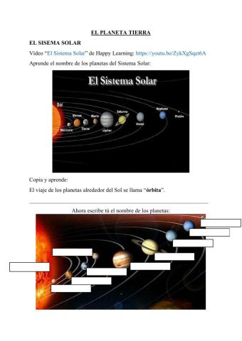 El Planeta Tierra: el Sistema Solar