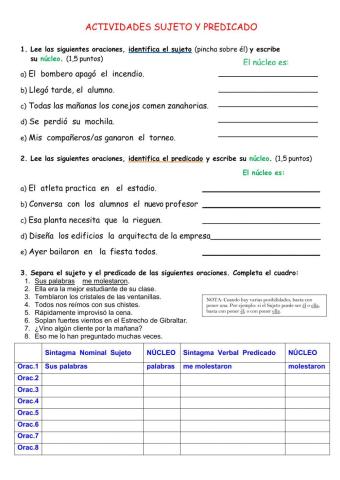 2º eso sujeto y predicado