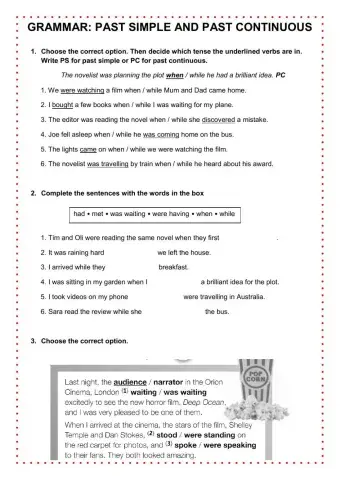 Grammar past simple and past continuous