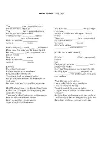 SOng: Million Reasons - Lady Gaga