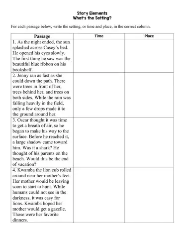 Story Element Setting