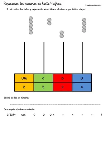 Números de 4 cifra. Descomposición y lectura