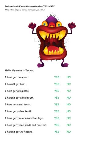 Have got + parts of the body