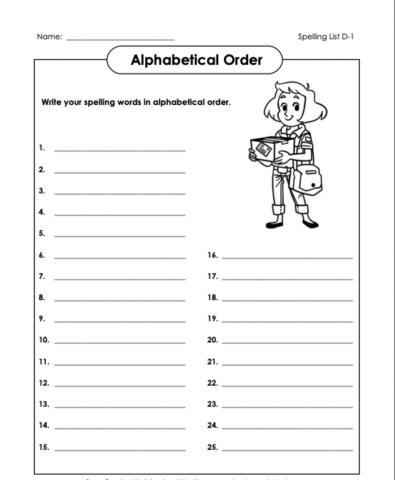 Alphabetical Order 2 D1 5th Grade