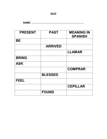 Regular and irregular verbs